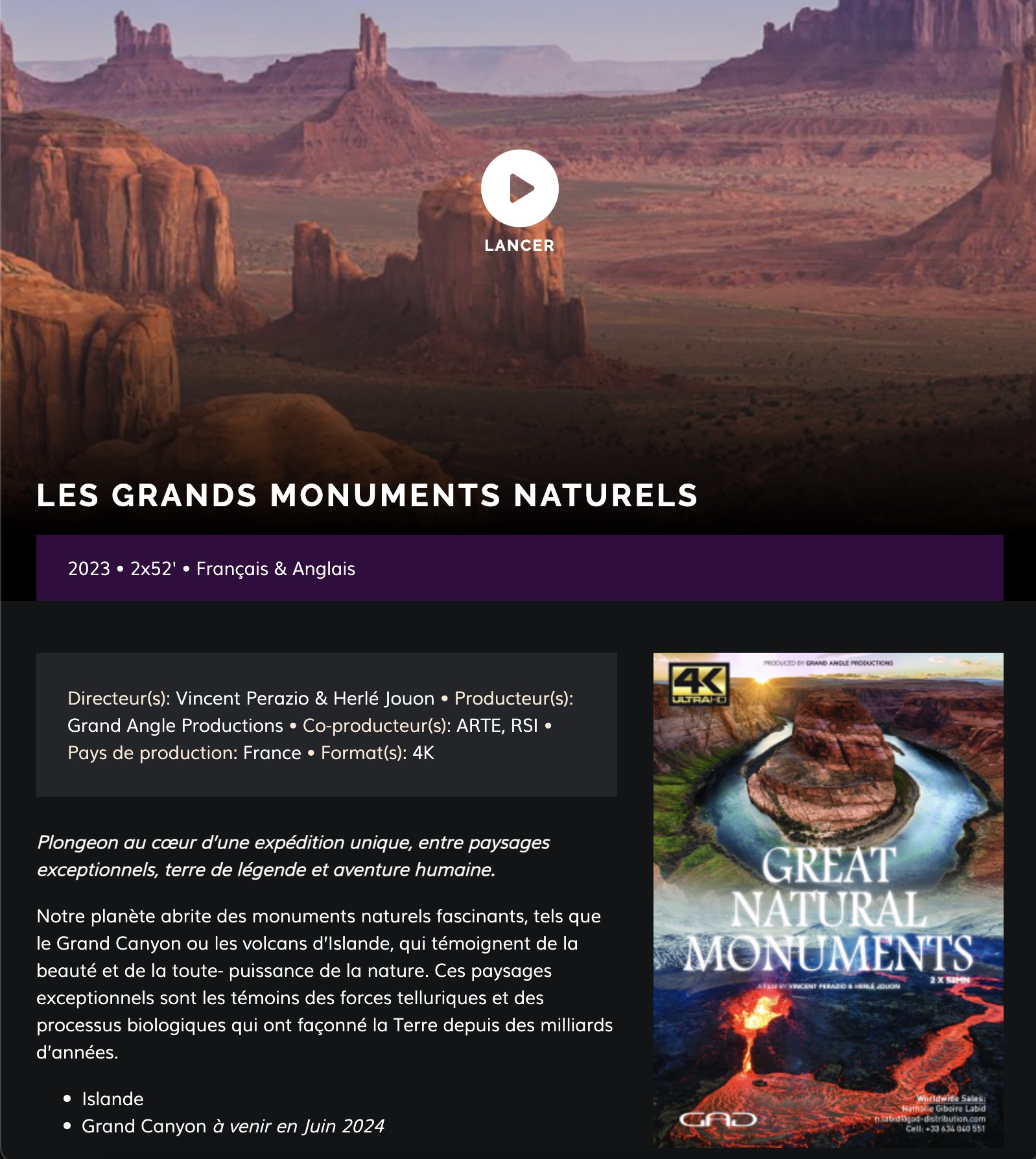Lucas HÉBERLÉ #CV #Pro #Work Les Grands Monuments Naturels Tournage Documentaire Série Emission Télévision 